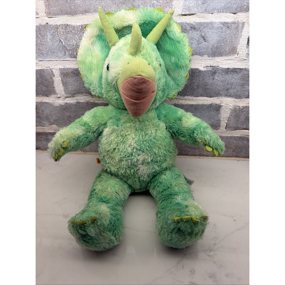 Build-A-Bear Workshop Green Triceratops Dinosaur Plush Stuffed Animal Tie Dye